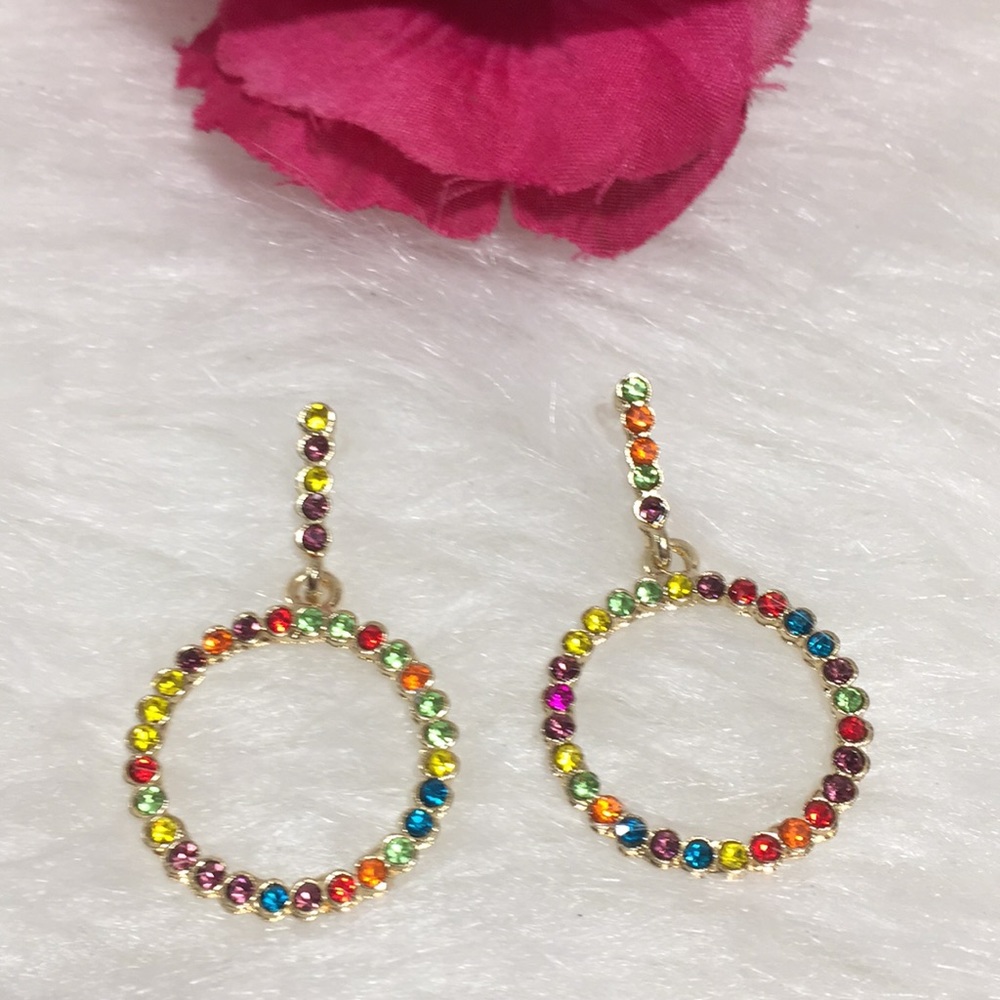 🌹Palm Beach Rainbow Drop Hoop Earrings